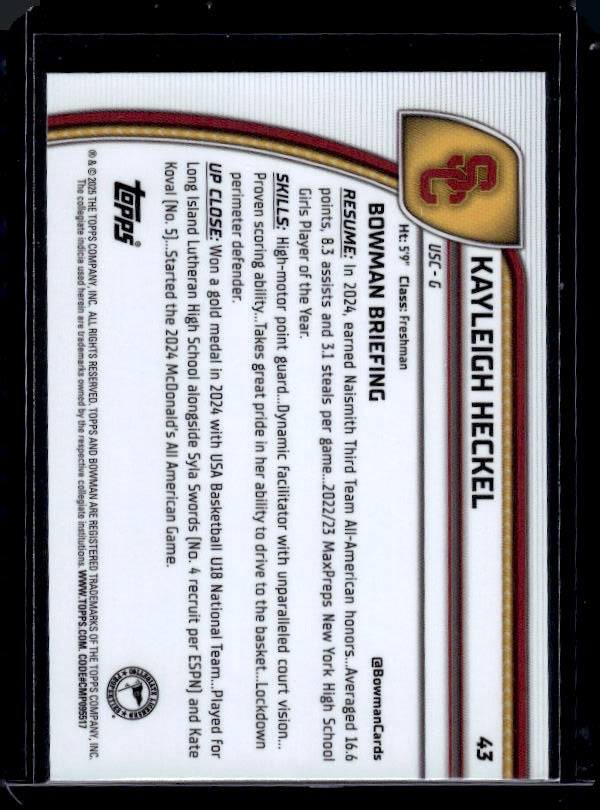 2024-25 Bowman University Chrome #43 Kayleigh Heckel