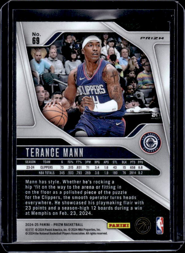 2024-25 Panini Prizm #69 Terance Mann Prizms Green