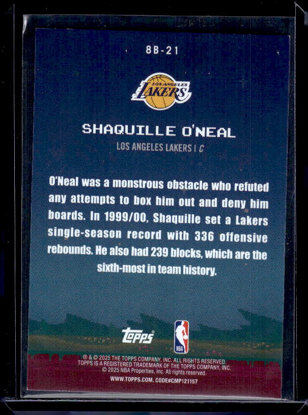 2025-26 Topps #8B-21 Shaquille O'Neal 8-Bit Ballers