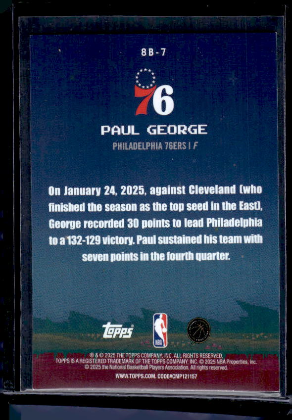 2025-26 Topps #8B-7 Paul George 8-Bit Ballers