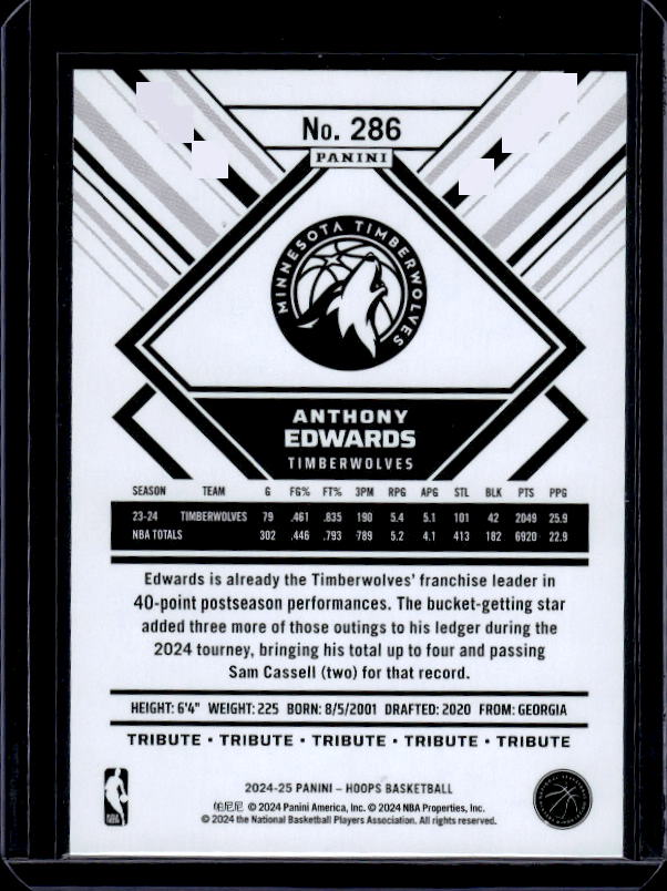 2024-25 Hoops #286 Anthony Edwards