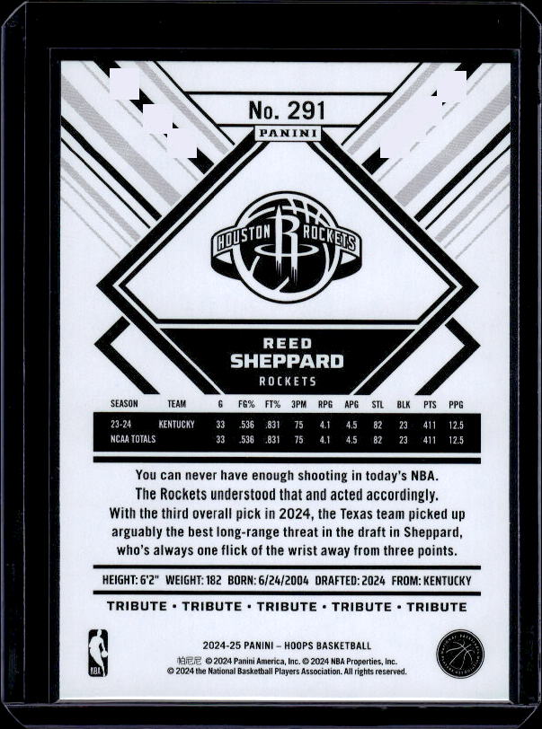 2024-25 Hoops #291 Reed Sheppard