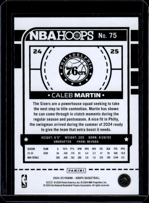 2024-25 Hoops #75 Caleb Martin Purple