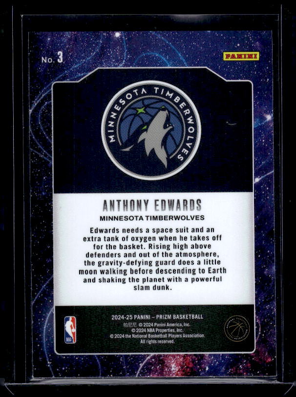 2024-25 Panini Prizm #3 Anthony Edwards Deep Space