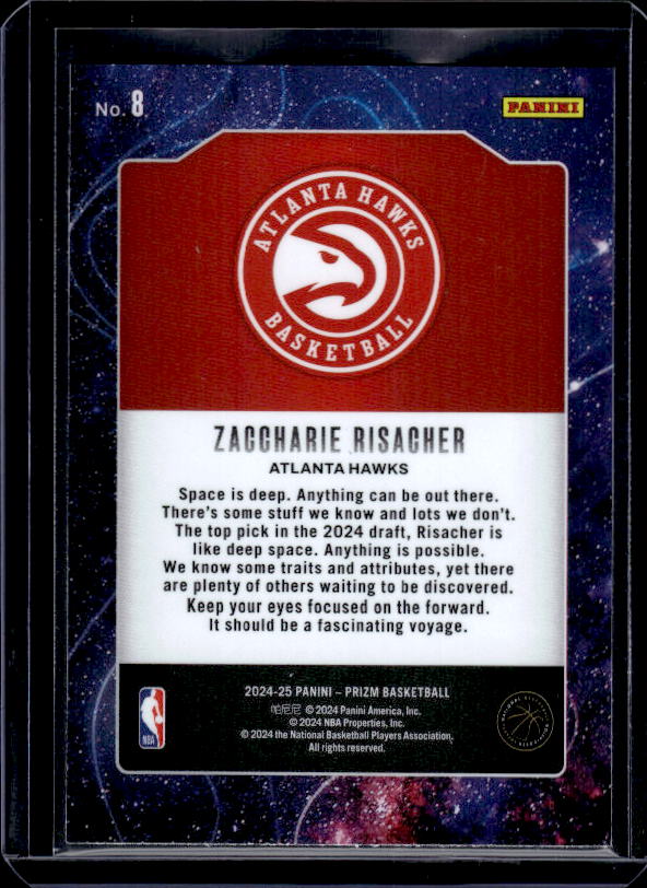 2024-25 Panini Prizm #8 Zaccharie Risacher Deep Space