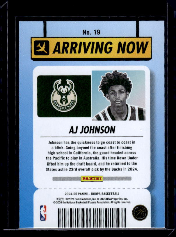 2024-25 Hoops #19 AJ Johnson Arriving Now