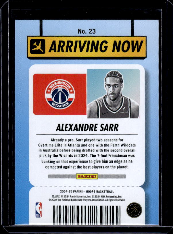 2024-25 Hoops #23 Alexandre Sarr Arriving Now