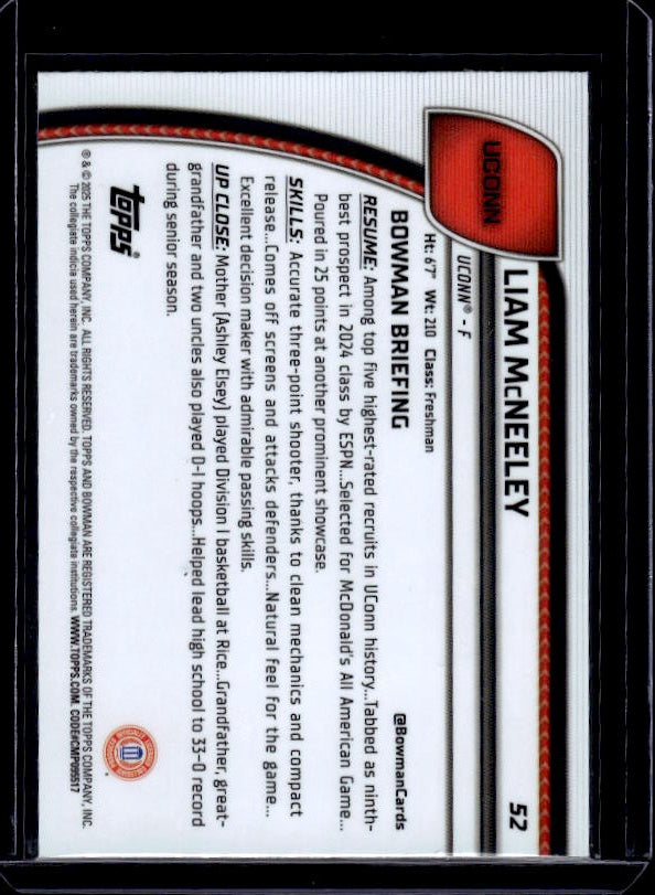 2024-25 Bowman University Chrome #52 Liam McNeeley