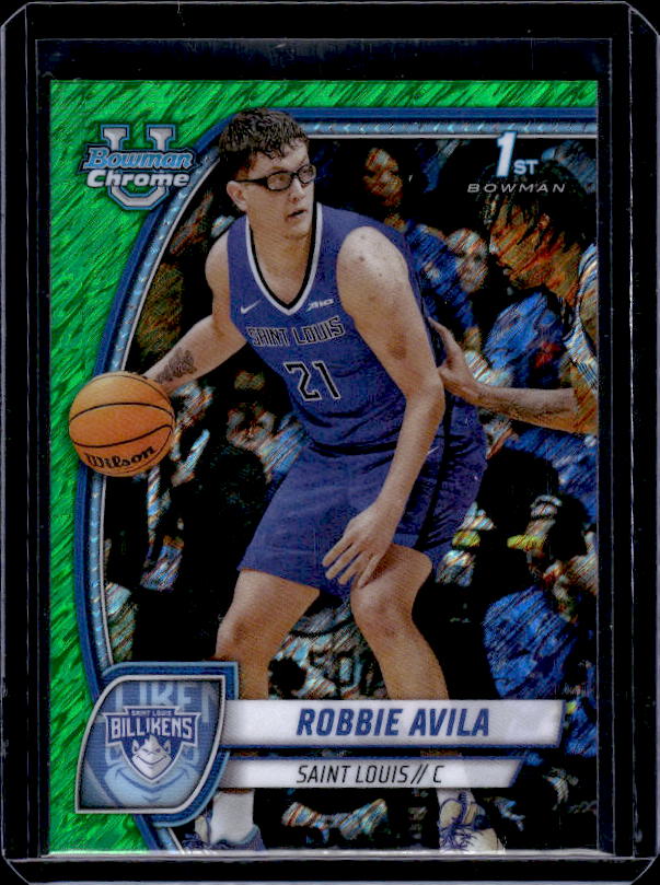 2024-25 Bowman University Chrome #61 Robbie Avila Green Shimmer Refractor