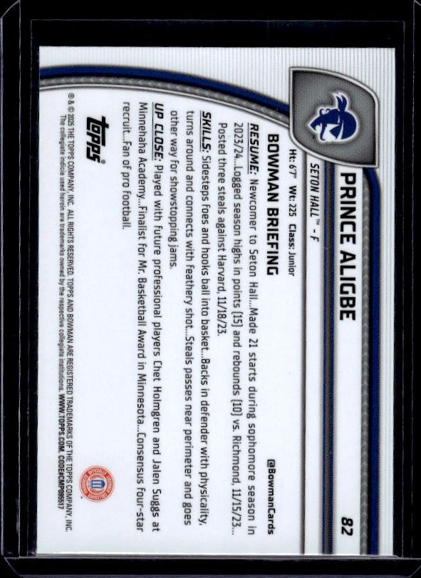 2024-25 Bowman University Chrome #82 Prince Aligbe Green Shimmer Refractor