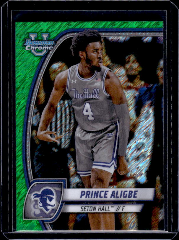 2024-25 Bowman University Chrome #82 Prince Aligbe Green Shimmer Refractor