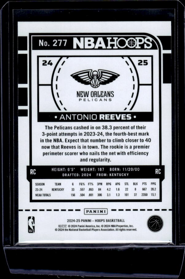 2024-25 Hoops #277 Antonio Reeves Premium Prizms Silver
