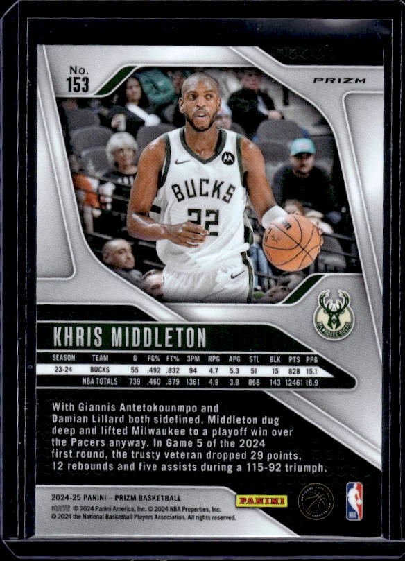 2024-25 Panini Prizm #153 Khris Middleton Prizms Silver
