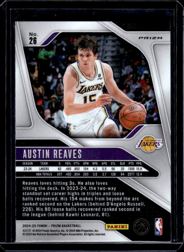 2024-25 Panini Prizm #26 Austin Reaves Prizms Orange Ice