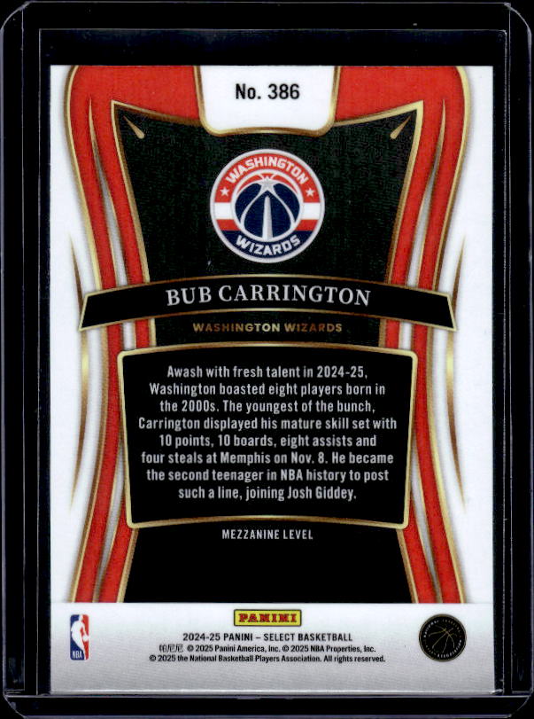 2024-25 Panini Select #386 Bub Carrington