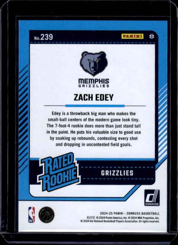 2024-25 Donruss #239 Zach Edey