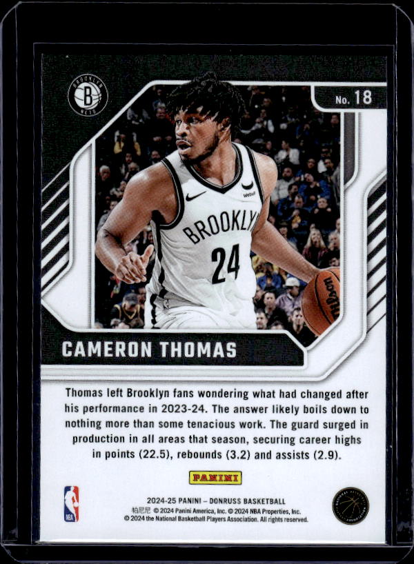 2024-25 Donruss #18 Cameron Thomas Franchise Features