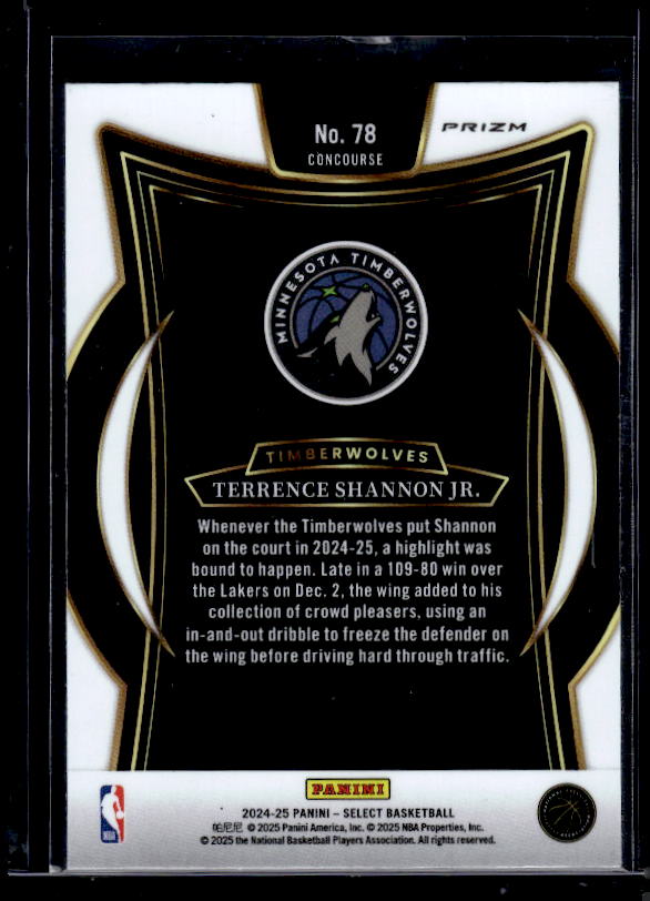 2024-25 Panini Select #78 Terrence Shannon Jr. Blue Prizm
