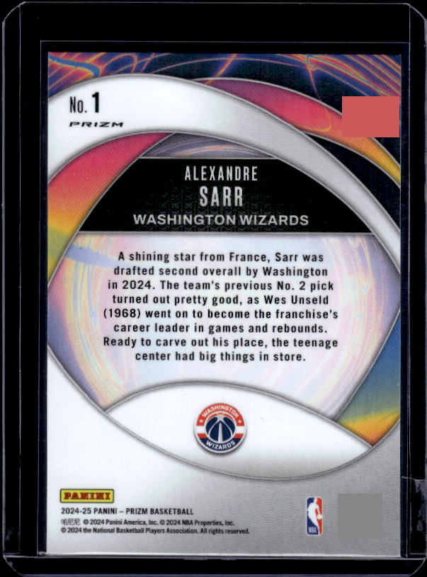 2024-25 Panini Prizm #1 Alexandre Sarr Instant Impact Prizms Green