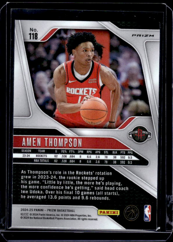 2024-25 Panini Prizm #118 Amen Thompson Prizms Green