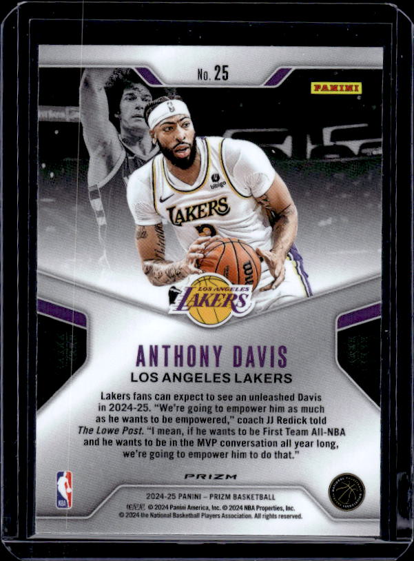 2024-25 Panini Prizm #25 Anthony Davis Dominance Prizms Silver