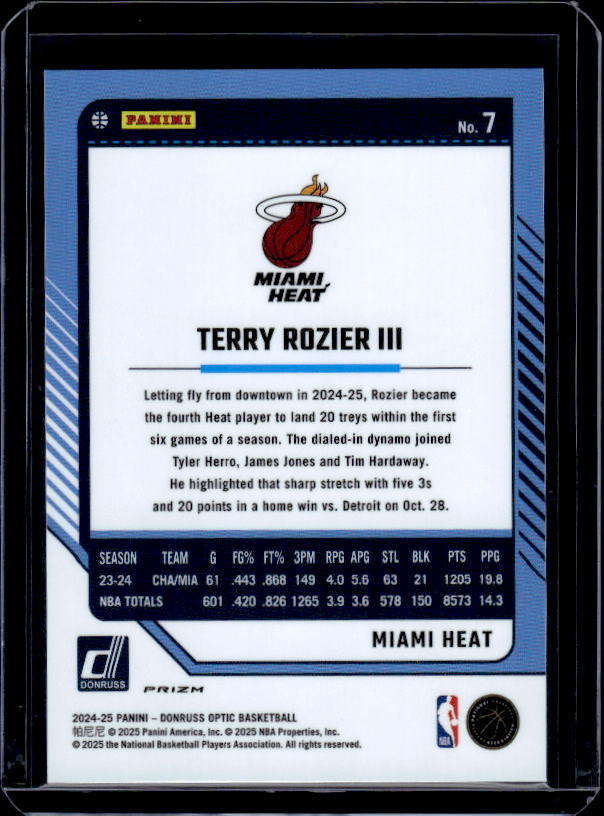 2024-25 Donruss Optic #7 Terry Rozier III Purple