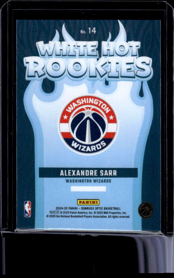 2024-25 Donruss Optic #14 Alexandre Sarr White Hot Rookies
