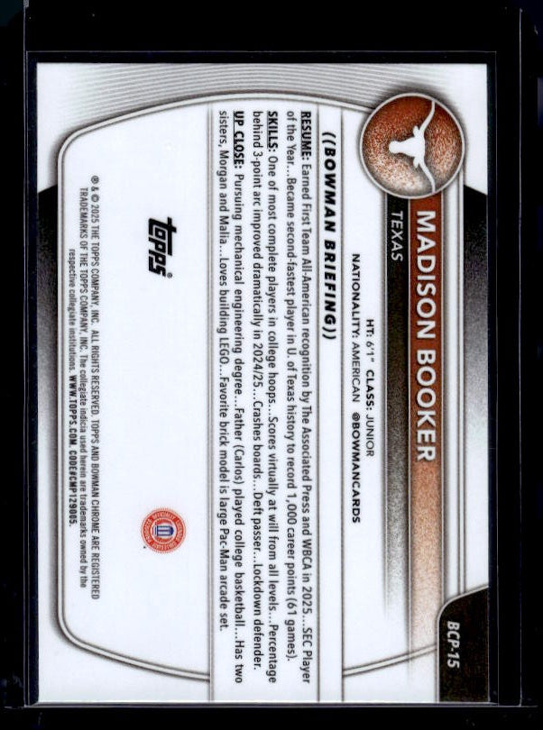 2025-26 Bowman #BCP-15 Madison Booker Chrome Prospects