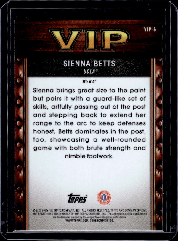 2025-26 Bowman #VIP-6 Sienna Betts Very Important Prospects