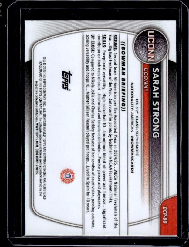 2025-26 Bowman #BCP-80 Sarah Strong Chrome Prospects Reptilian Refractor