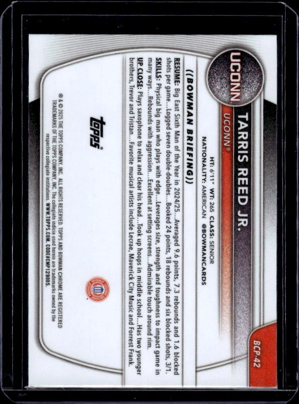 2025-26 Bowman #BCP-42 Tarris Reed Jr. Chrome Prospects Reptilian Refractor