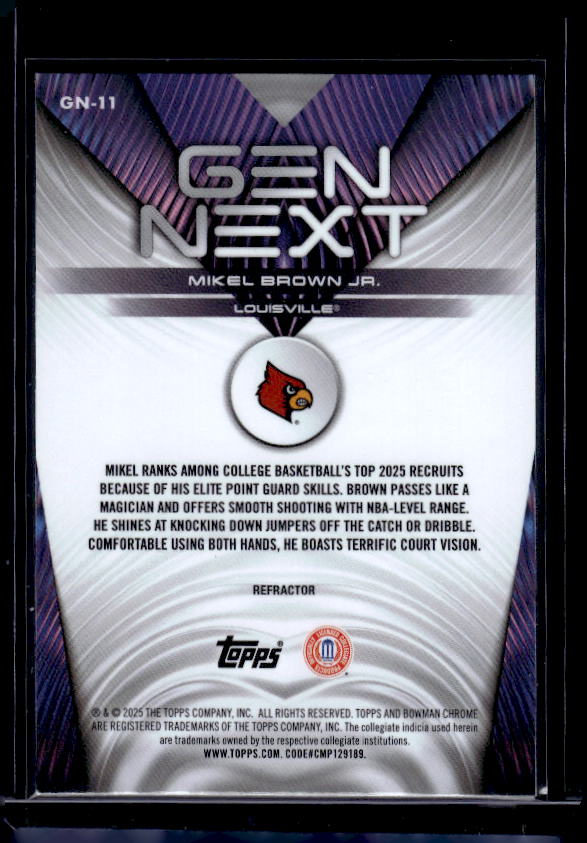2025-26 Bowman #GN-11 Mikel Brown Jr. Gen Next Refractor
