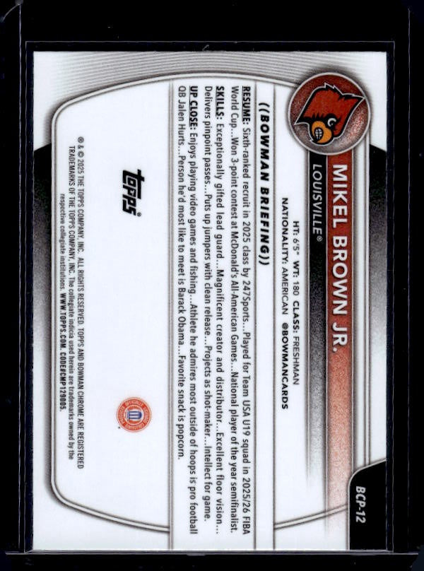 2025-26 Bowman #BCP-12 Mikel Brown Jr. Chrome Prospects Reptilian Refractor