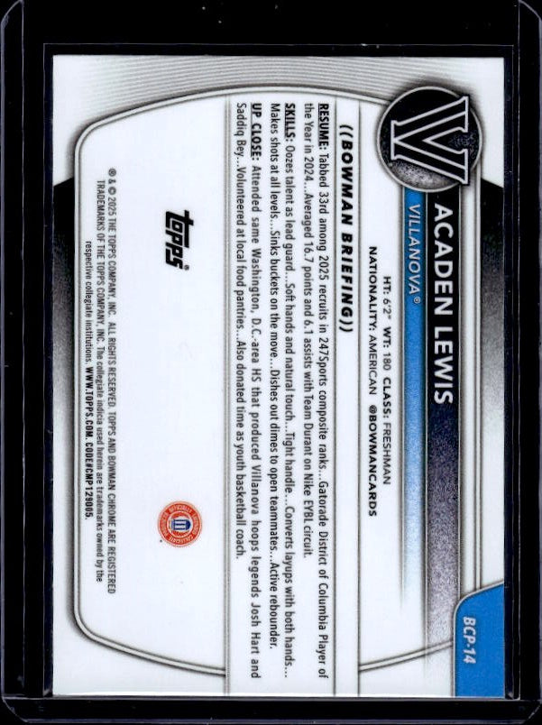 2025-26 Bowman #BCP-14 Acaden Lewis Chrome Prospects