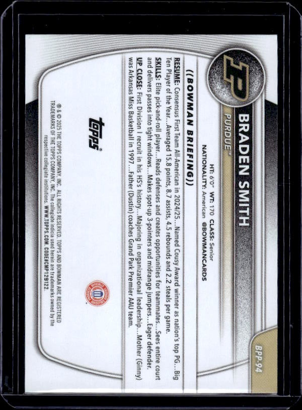 2025-26 Bowman #BPP-94 Braden Smith Prospects