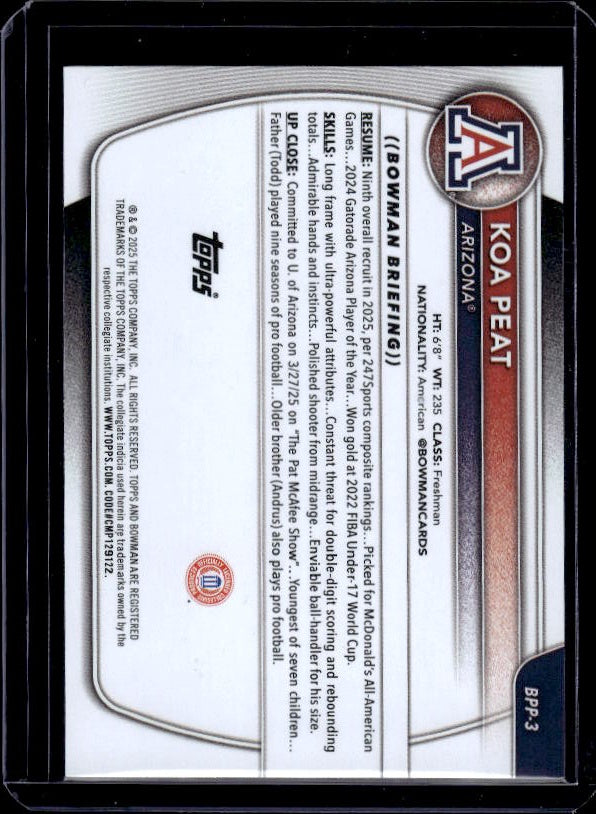 2025-26 Bowman #BPP-3 Koa Peat Prospects