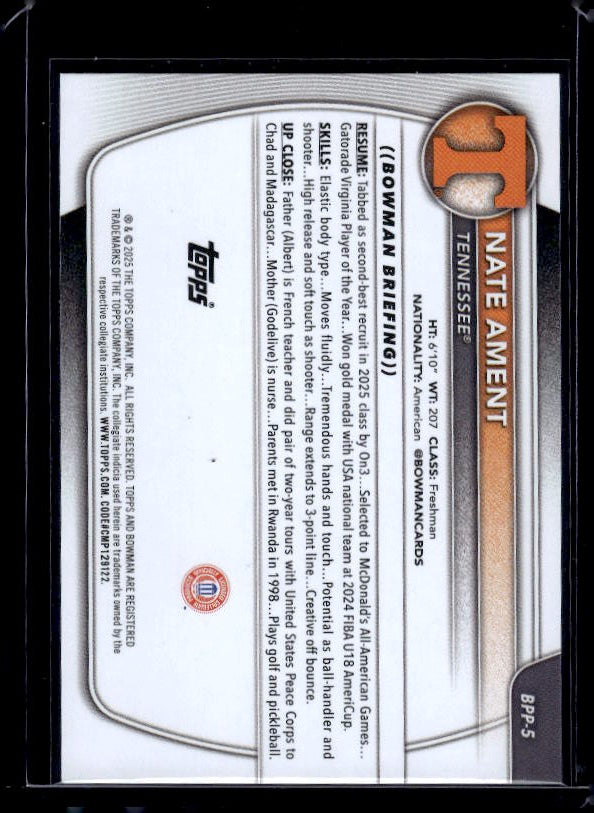 2025-26 Bowman #BPP-5 Nate Ament Prospects