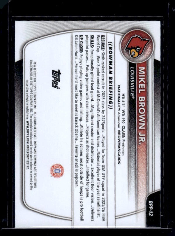 2025-26 Bowman #BPP-12 Mikel Brown Jr. Prospects
