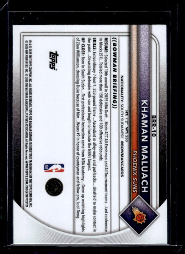 2025-26 Bowman #BRR-10 Khaman Maluach Red Rookie Variations