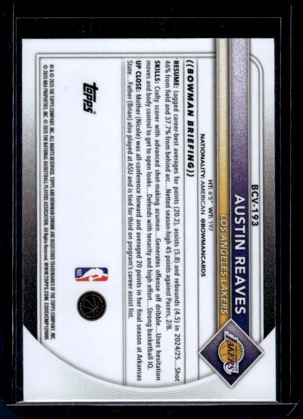 2025-26 Bowman #BCV-193 Austin Reaves Chrome Reptilian Refractor