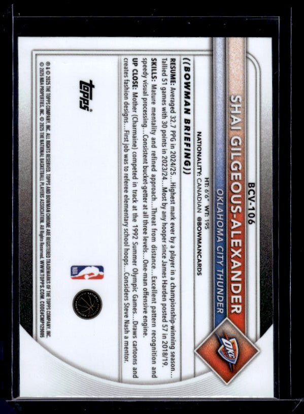 2025-26 Bowman #BCV-106 Shai Gilgeous-Alexander Chrome