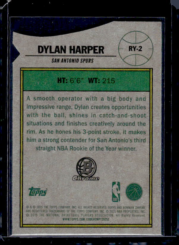 2025-26 Bowman #RY-2 Dylan Harper Rookie Of The Year Favorites
