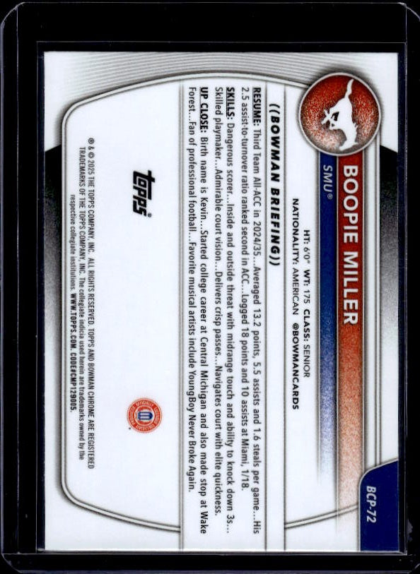 2025-26 Bowman #BCP-72 Boopie Miller Chrome Prospects