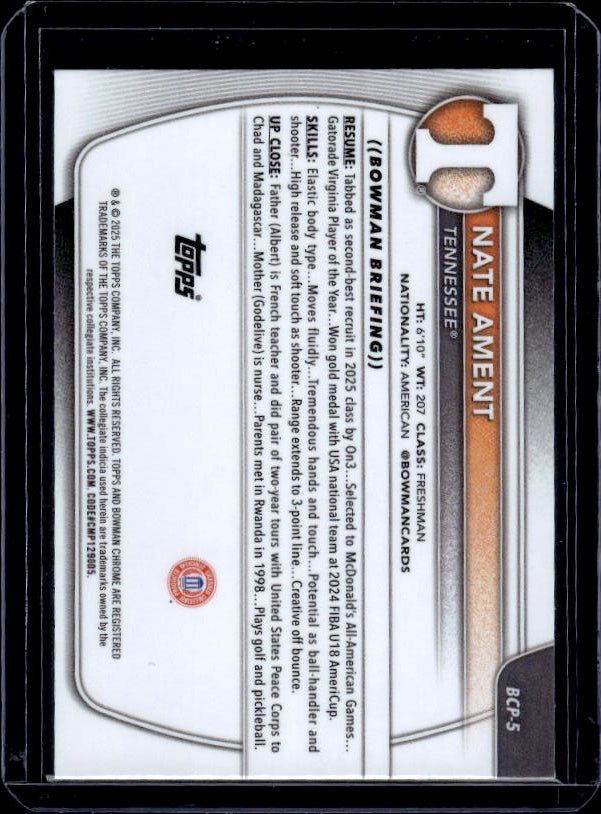 2025-26 Bowman #BCP-5 Nate Ament Chrome Prospects