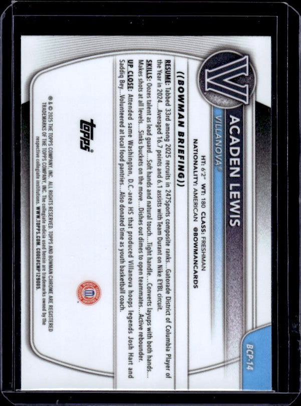 2025-26 Bowman #BCP-14 Acaden Lewis Chrome Prospects