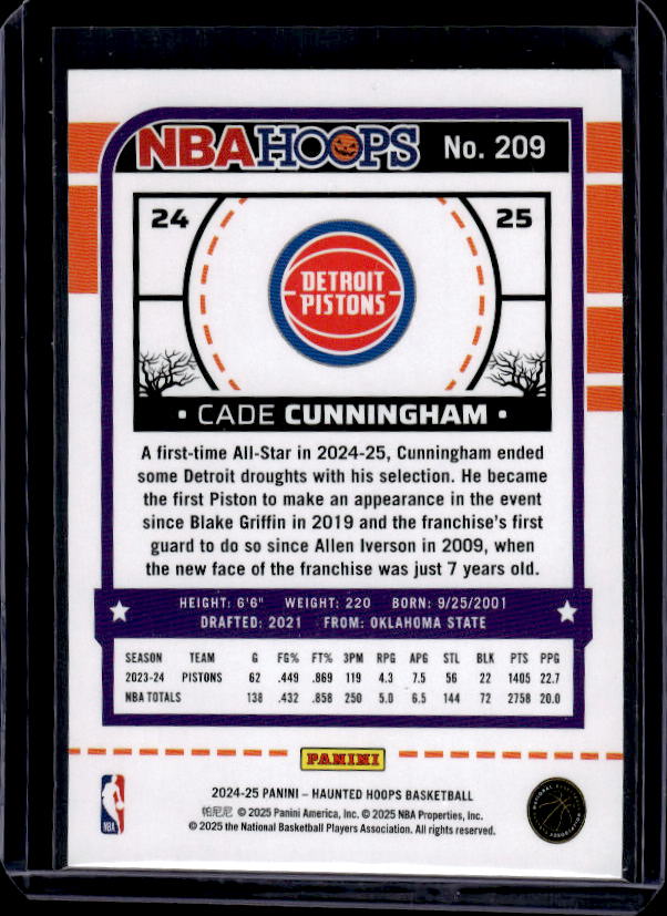 2024-25 Hoops Haunted Hoops #209 Cade Cunningham Holo Webs