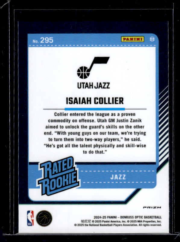 2024-25 Donruss Optic #295 Isaiah Collier Purple