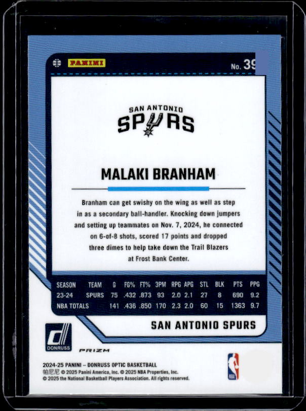 2024-25 Donruss Optic #39 Malaki Branham Purple