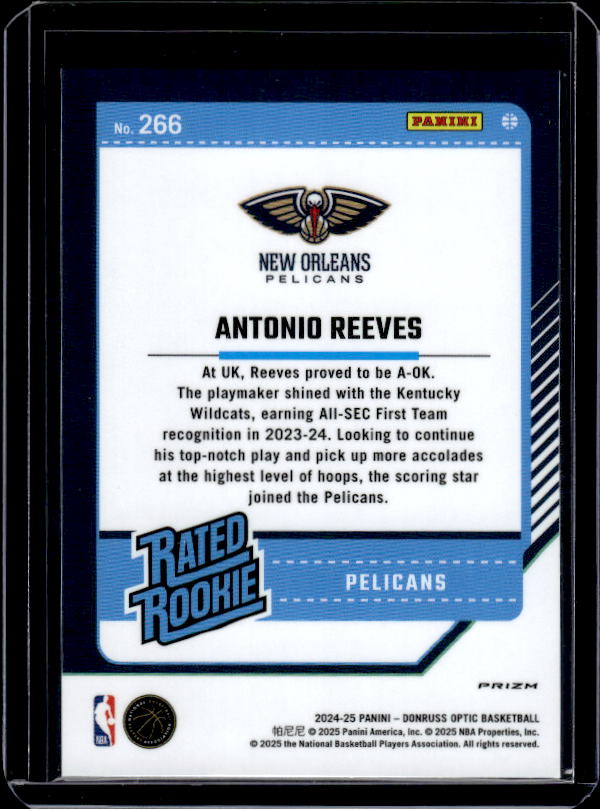 2024-25 Donruss Optic #266 Antonio Reeves Purple