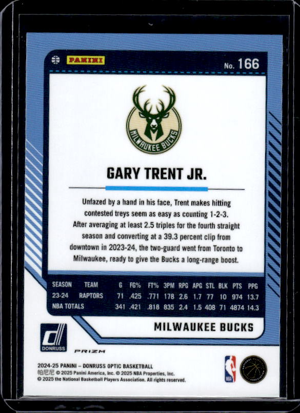 2024-25 Donruss Optic #166 Gary Trent Jr. Purple